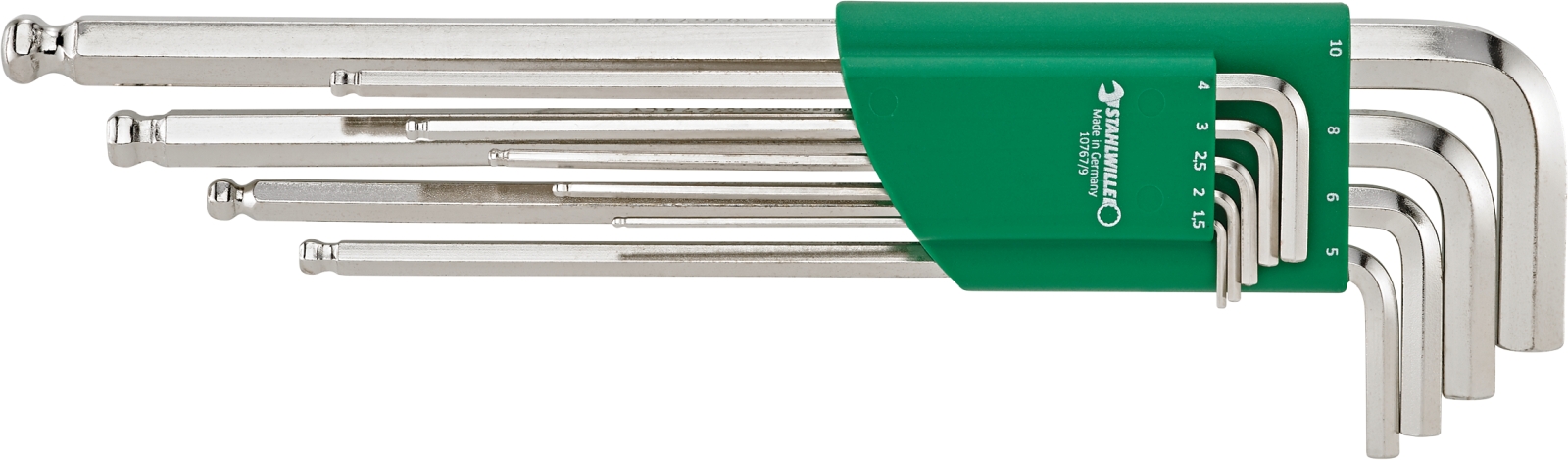 Set: Ball ended hexagon key wrench 10767/9 Range 1,5-10 9 pcs.