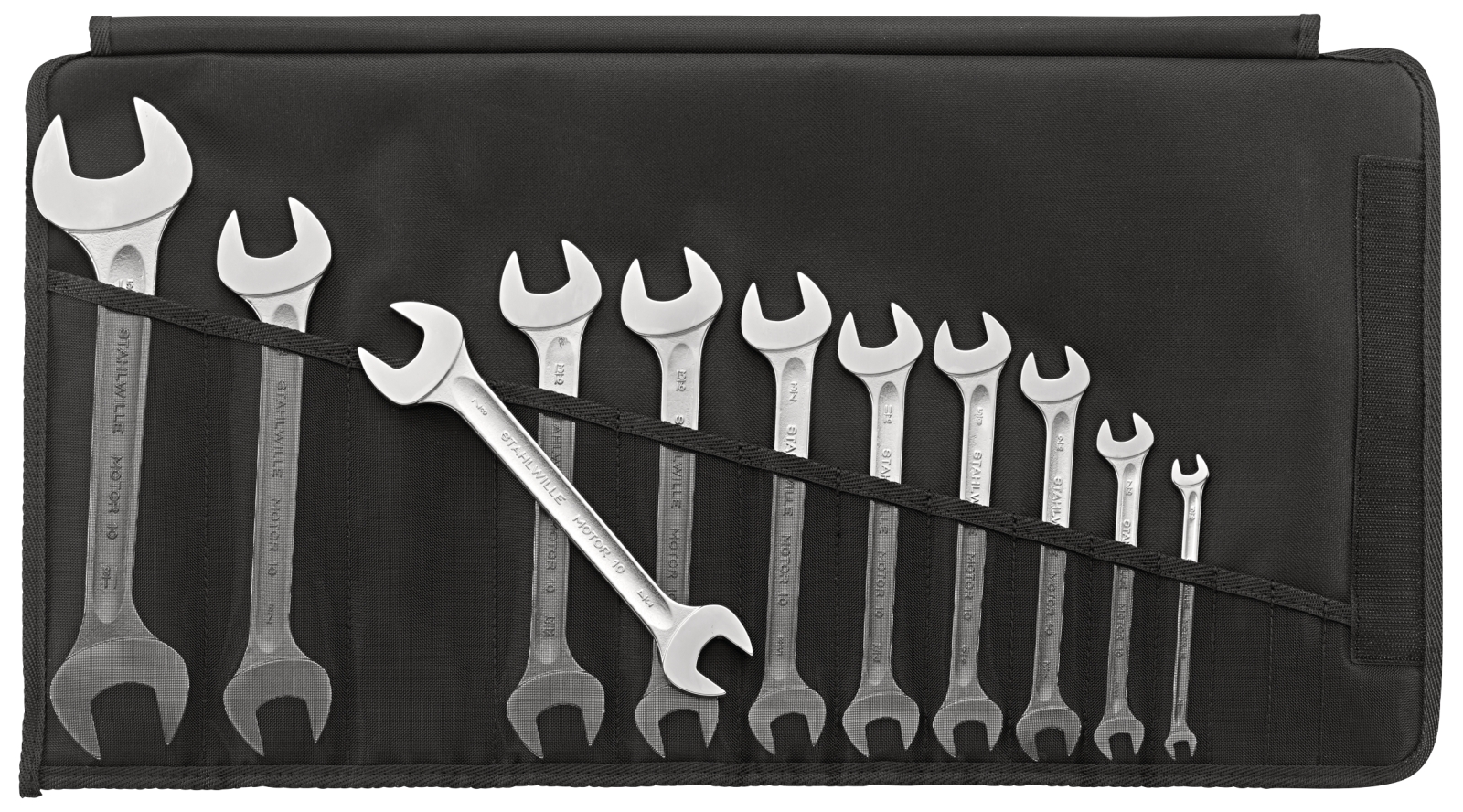 Double open-ended spanner set MOTOR 10a/11 1/4x5/16-1.1/8x1.5/16 11 pcs.