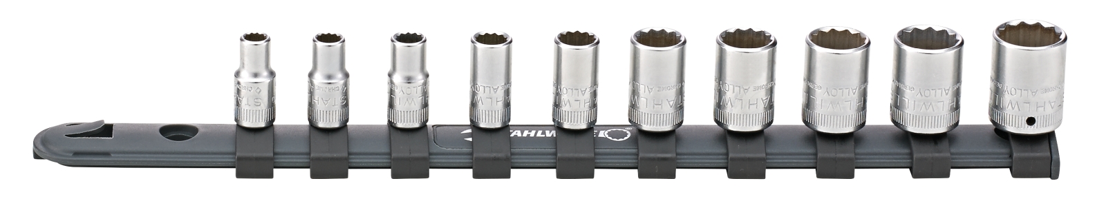 1/4 " Sockets set with clip rail 5-14mm 10 pcs.