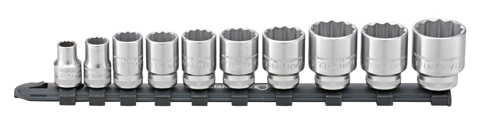 3/8 " Sockets set with clip rail 8-24mm 10 pcs.