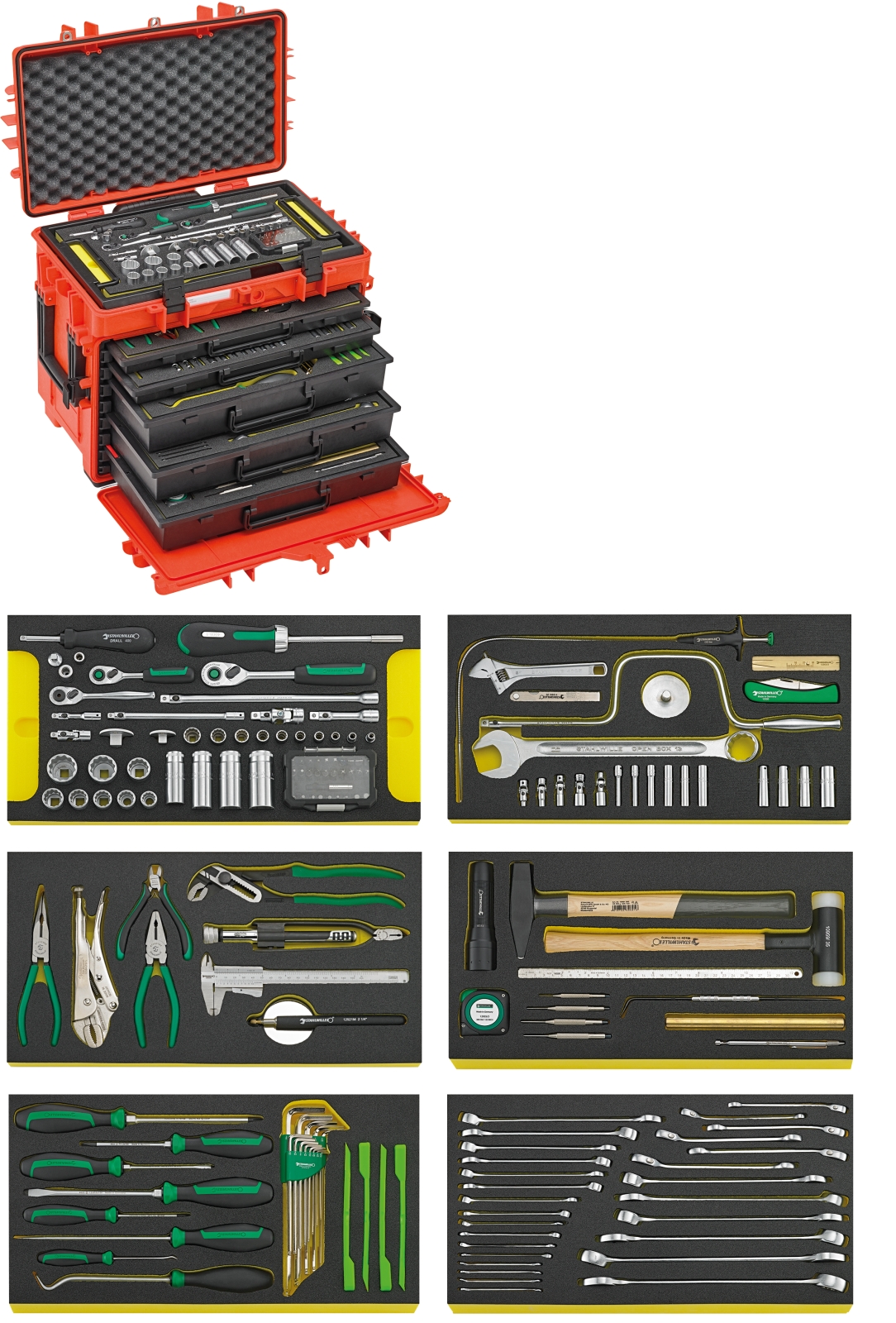 Line Maintenance Set (inch) in tool trolley no. 13217 13214a/1 WT/LR L.381mm W.581mm H.455mm 163 pcs.