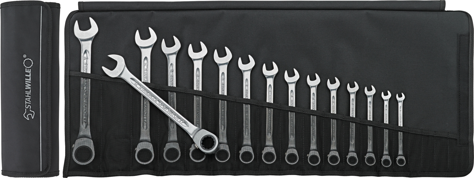 Combination ratcheting spanner set 17/15 8-24 15 pcs.