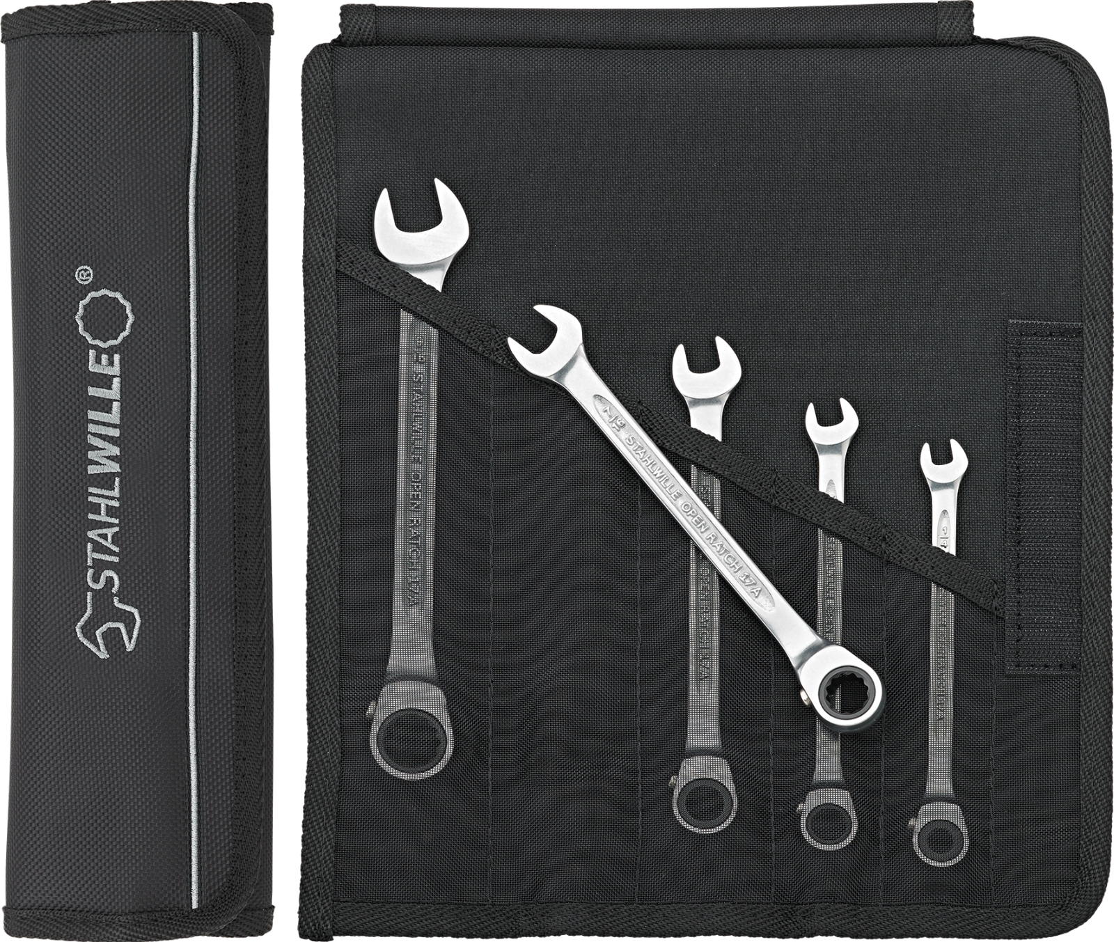Combination ratcheting spanner set 17A/5 1/4-9/16" 5 pcs.