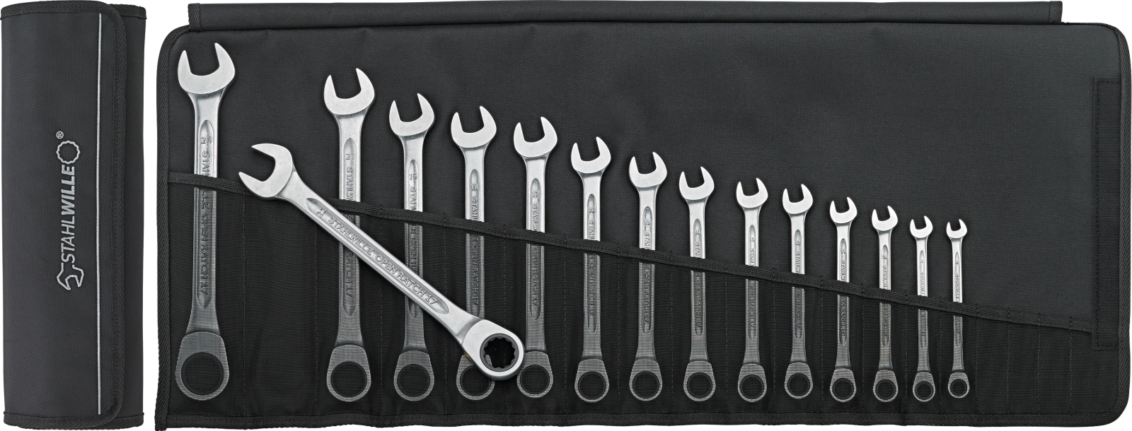 Combination ratcheting spanner set 17F/15 8-24 15 pcs.