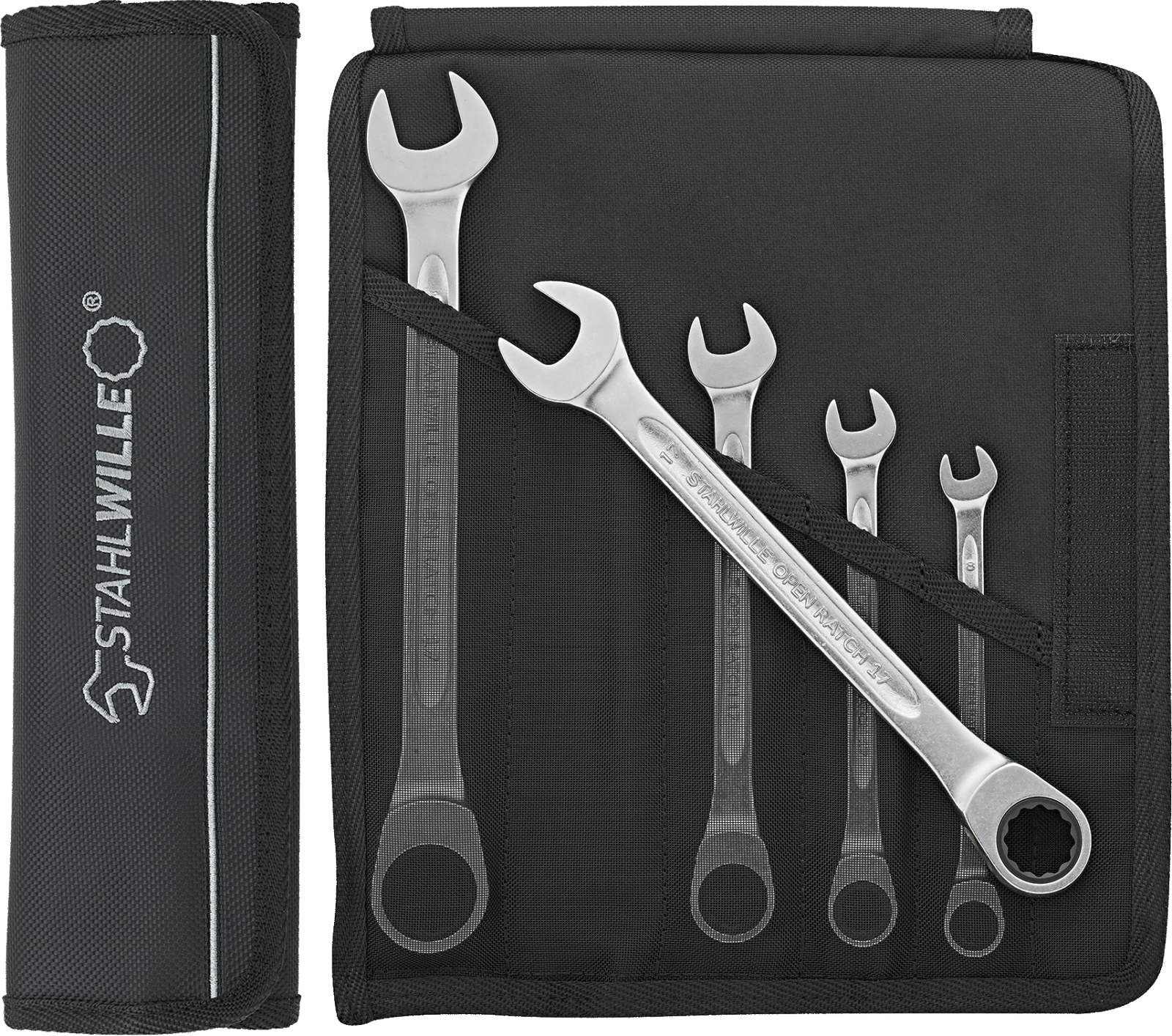 Combination ratcheting spanner set OPEN RATCH 17F/5 8-19 5 pcs.