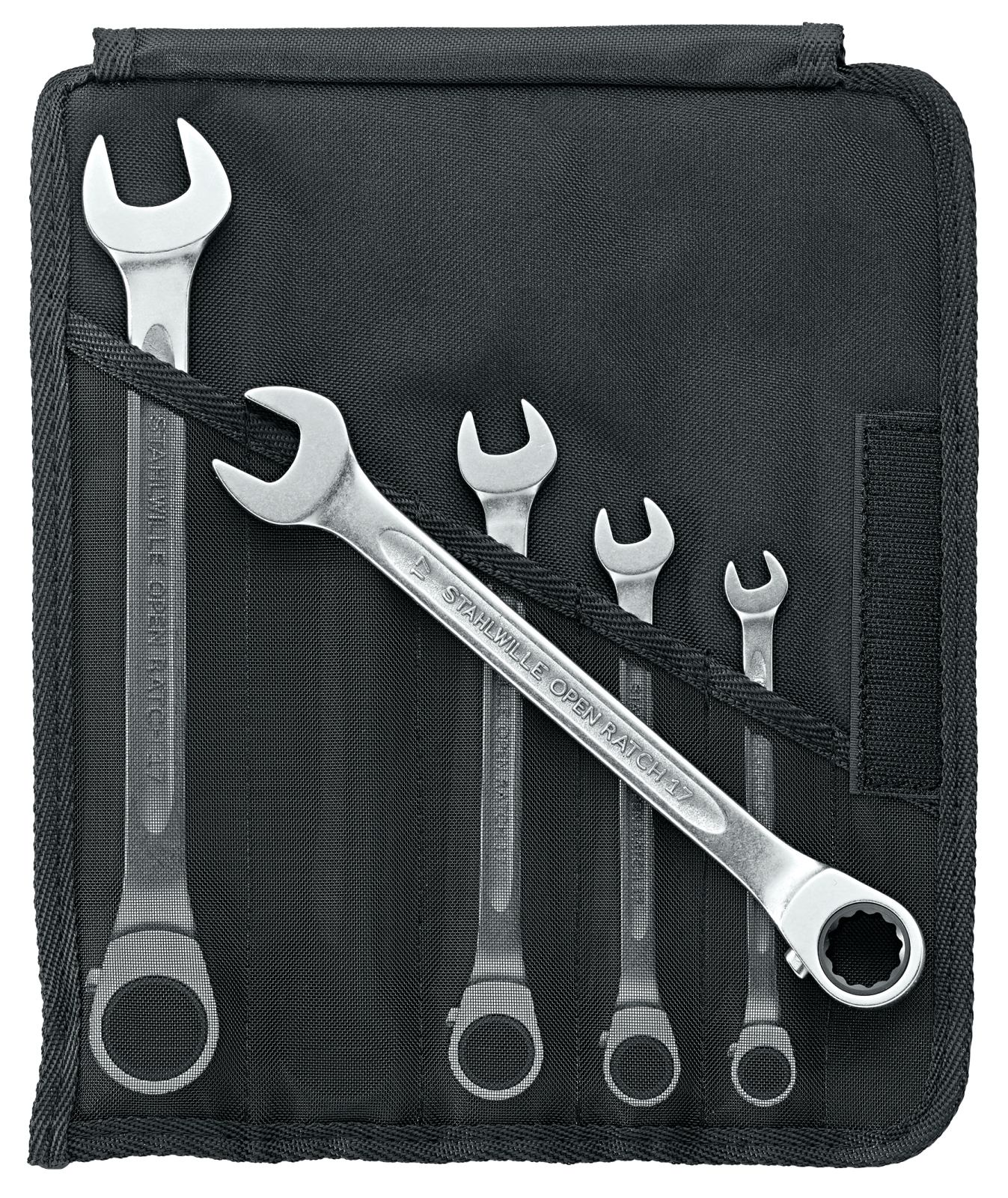 Combination ratcheting spanner set OPEN RATCH 17/5 8-19 5 pcs.