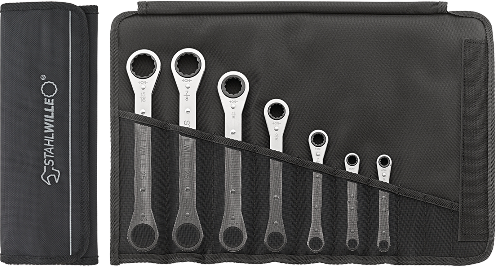 Ratchet ring spanner set 25/7 7x8-17x19 7 pcs.