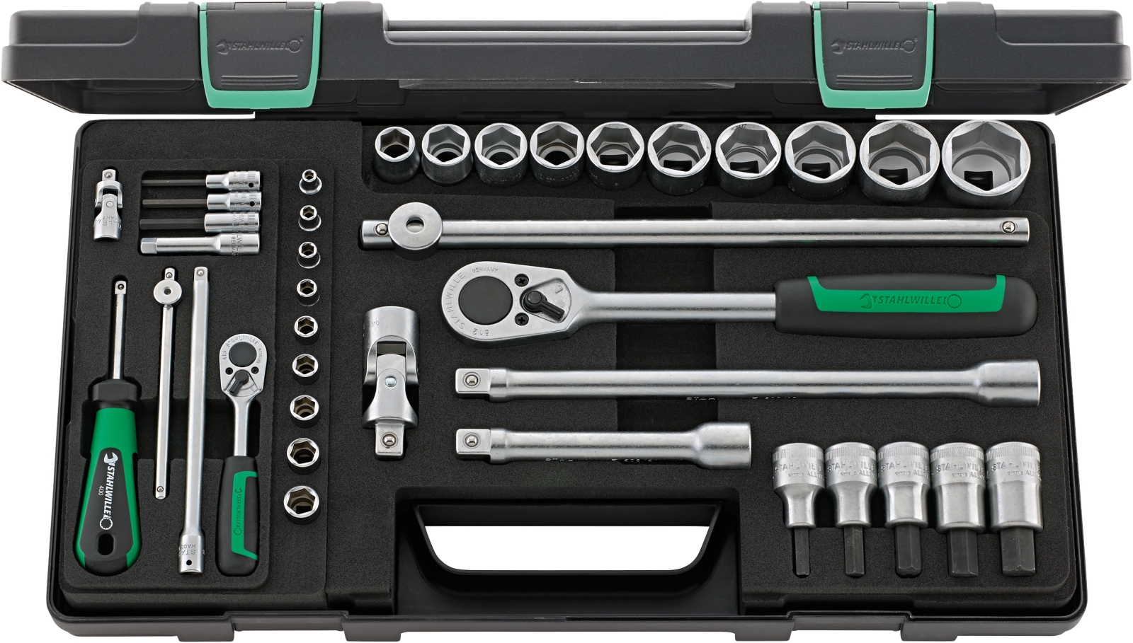 1/4, 1/2 Socket set 40/52/27/11 KN 38 pcs.