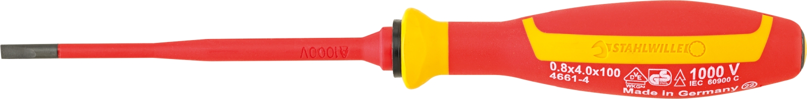 VDE slotted screwdriver 0,8mm x 4,0mm L.100mm