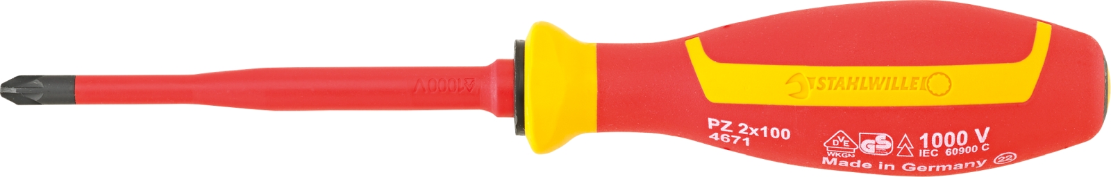 VDE cross-head screwdriver PZ Size PZ2 L.100mm