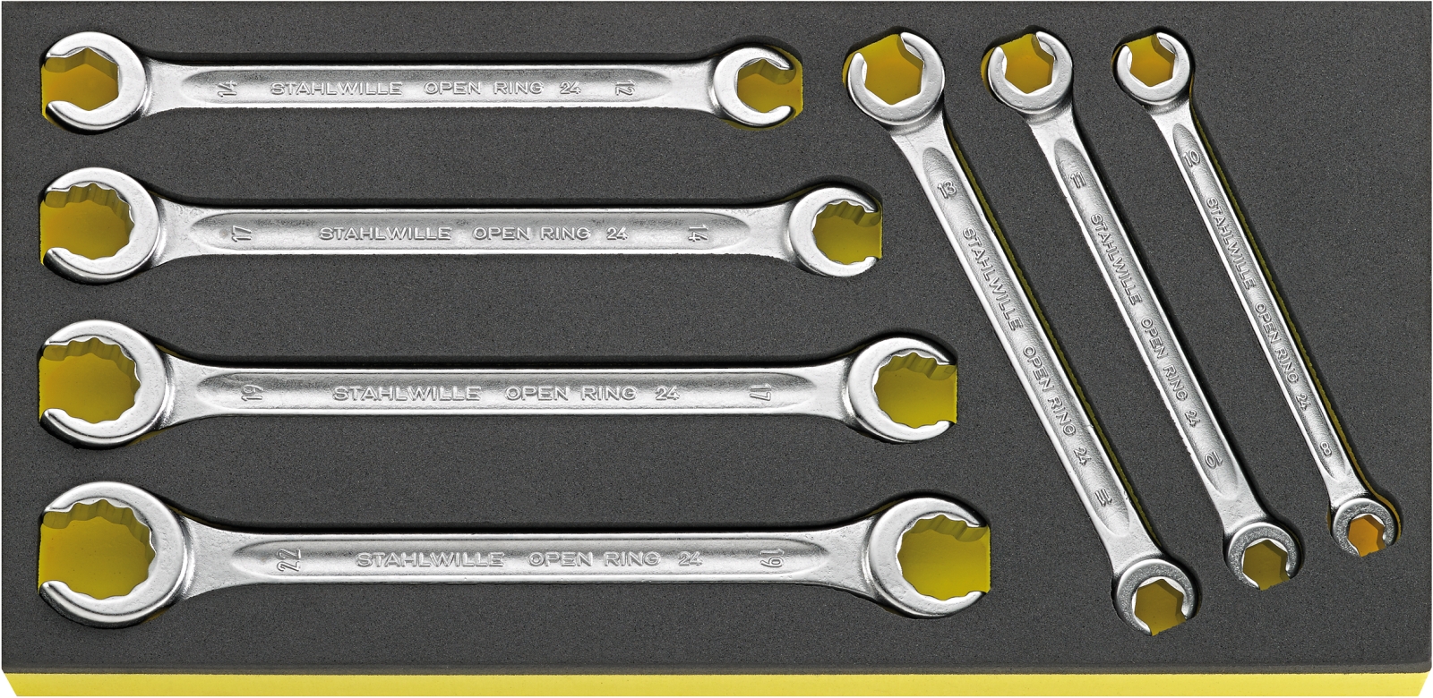 Double ended ring spanners i.TCS inlay OPEN RING TCS 24/7, 8x10-19x22 mm 7 pcs.