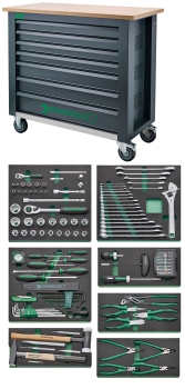 Assortment tool with workbench Drawers7 anthracite, RAL 7016 161 pcs.